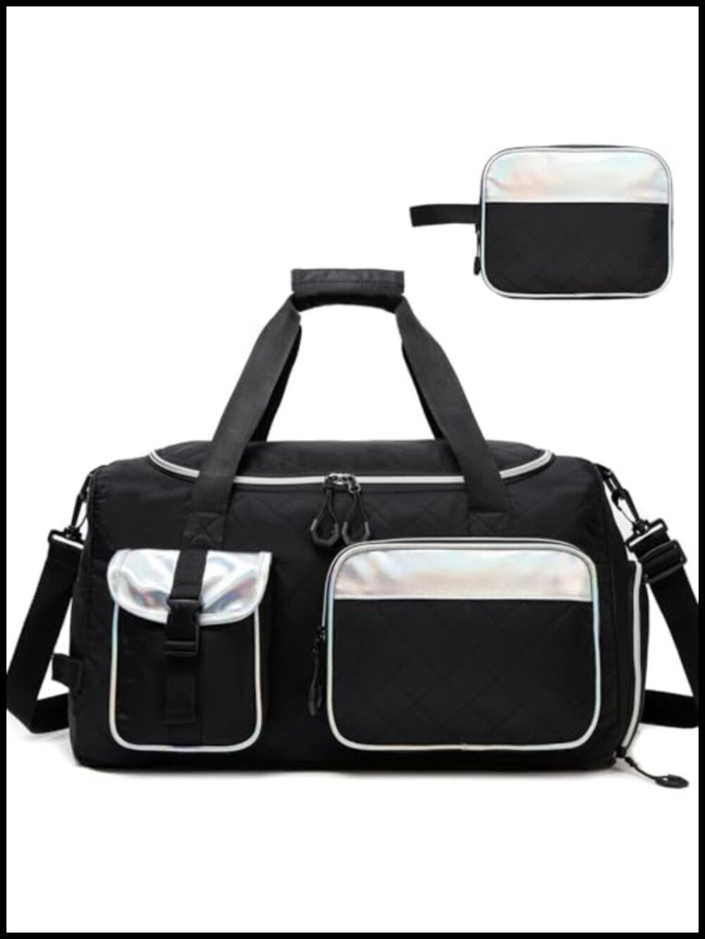 Travel Duffel Bag with Toiletry Bag, Nylon Weekender Carry On with Shoe